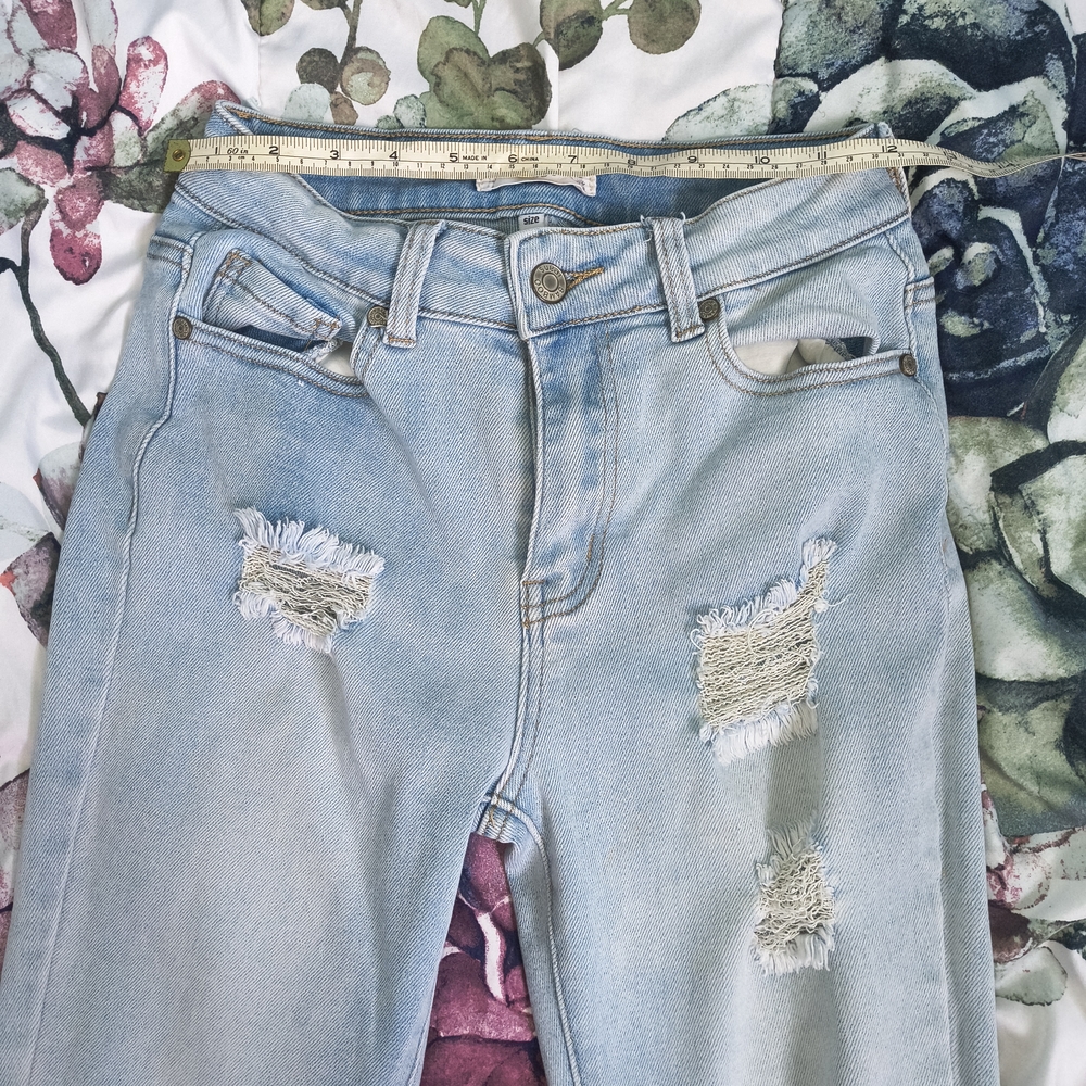 BAMBOO Light Blue High Rise Distressed Jeans